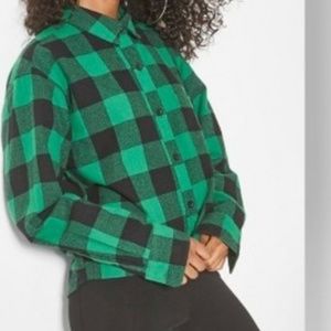 Wild Fable Long Sleeve Cropped Plaid Button-Down